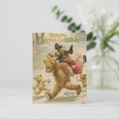 Creepy Hearty Vintag Kidnapping Bären Feiertagspostkarte (Stehend Vorderseite)