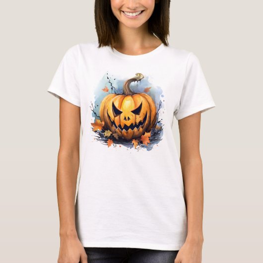 Creepy Herbst Jack-o-Laterne T-Shirt (Vorderseite)
