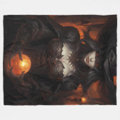 Creepy Hexe Halloween Fleecedecke (Vorderseite (Horizontal))