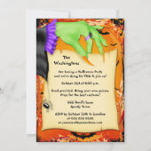 Creepy Hexe Hand Halloween-Party Einladung (Rückseite)