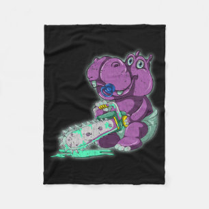 Creepy Hippo Beängstigend Vaporwave Animal Chainsa Fleecedecke