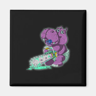 Creepy Hippo Beängstigend Vaporwave Animal Chainsa Magnet