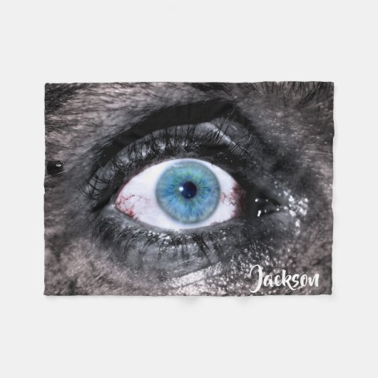 Creepy Horror Blue Eye Fleecedecke (Vorderseite (Horizontal))