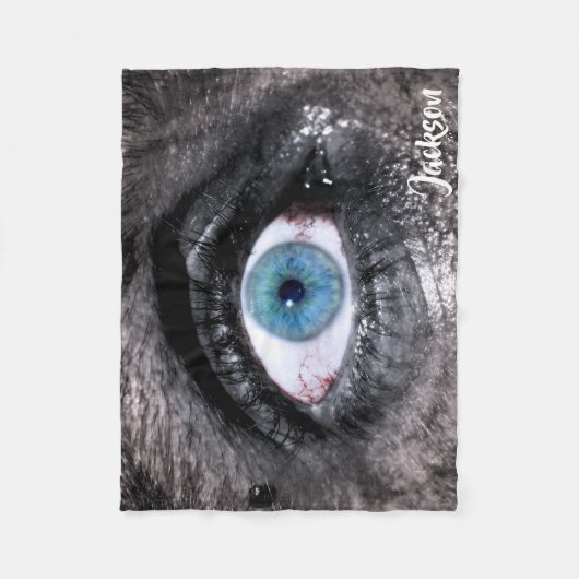 Creepy Horror Blue Eye Fleecedecke (Vorderseite)