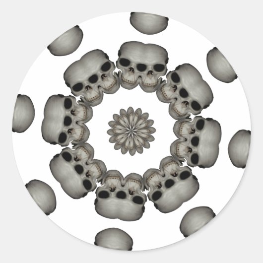 Creepy Human Skull Mandala Runder Aufkleber (Vorderseite)
