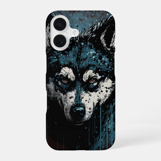 Creepy Husky iPhone 16 Hülle (Rückseite)