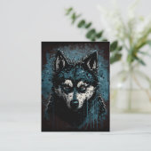 Creepy Husky Postkarte (Stehend Vorderseite)