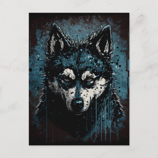 Creepy Husky Postkarte (Vorderseite)