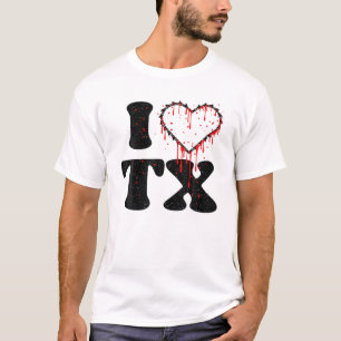 Creepy I Liebe Tx Chainsaw Herzblutgeschenke T-Shirt