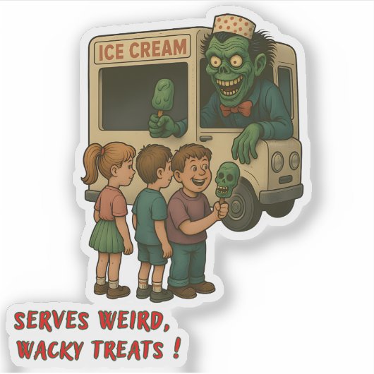Creepy Ice Cream Truck – Weird & Wacky Horror Trea Aufkleber (Vorderseite)