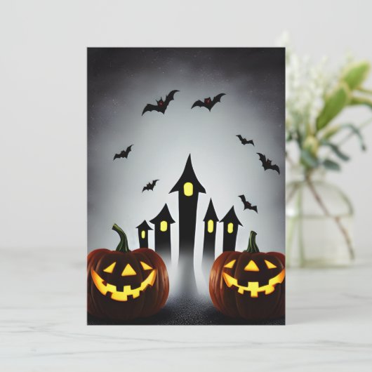 Creepy Jack o' Lantern Halloween Bash Party Einladung (Stehend Vorderseite)