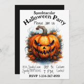Creepy-Jack-O-Lantern-Halloween-Party Einladung (Vorne/Hinten)