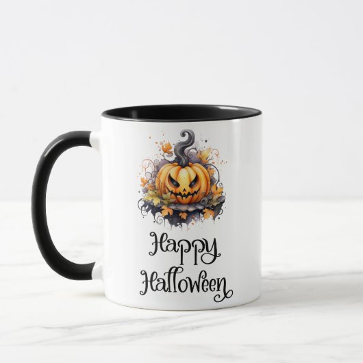 Creepy Jack-O' Lantern Herbstlaubs Frohe Halloween Tasse (Links)