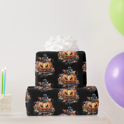 Creepy Jack-O' Lantern Pattern Halloween Geschenkpapier (Partygeschenke)