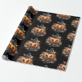 Creepy Jack-O' Lantern Pattern Halloween Geschenkpapier (Ungerollt)