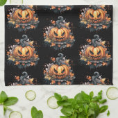 Creepy Jack-O' Lantern Pattern Halloween Geschirrtuch (Gefaltet)