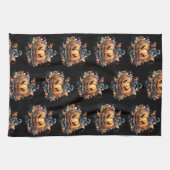 Creepy Jack-O' Lantern Pattern Halloween Geschirrtuch (Horizontal)