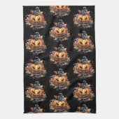 Creepy Jack-O' Lantern Pattern Halloween Geschirrtuch (Vertikal)