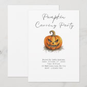 Creepy Jack-O' Lantern Pumpkin Carving Party Einladung (Vorne/Hinten)
