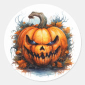 Creepy Jack-O-Lantern Runder Aufkleber (Vorderseite)