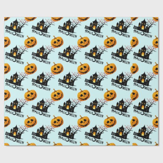 Creepy Jack-O-Lantern Spuk House Halloween-Geschen Geschenkpapier (Flach)