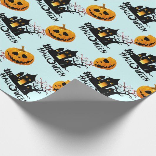 Creepy Jack-O-Lantern Spuk House Halloween-Geschen Geschenkpapier (Ecke)