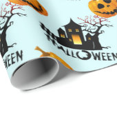Creepy Jack-O-Lantern Spuk House Halloween-Geschen Geschenkpapier (Rolleneckpunkt)