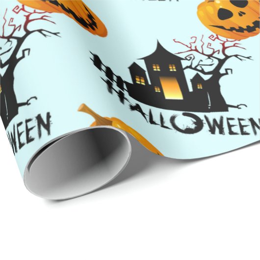 Creepy Jack-O-Lantern Spuk House Halloween-Geschen Geschenkpapier (Rolleneckpunkt)