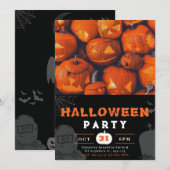 Creepy Jack-O' Lanterns Black Halloween Einladung (Vorne/Hinten)