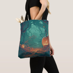 Creepy Jack-O' Lanterns im Forest Halloween Tasche