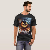 Creepy Jack-O-Lanterns, Skulls und Flecht Unisex T-Shirt (Vorne ganz)