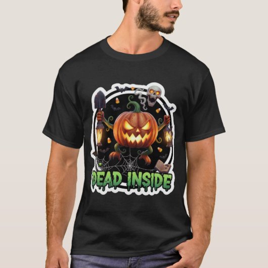 Creepy jackolantern illustration with shovel lante T-Shirt (Vorderseite)