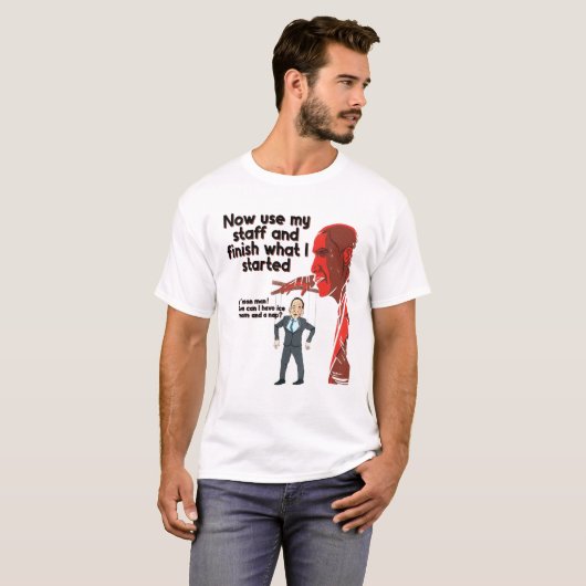 Creepy Joe Puppet lacht über die republikanischen T-Shirt (Vorne ganz)