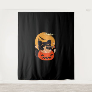 Creepy Kawaii Cat Eating Worms Ramen Noodles Hallo Wandteppich