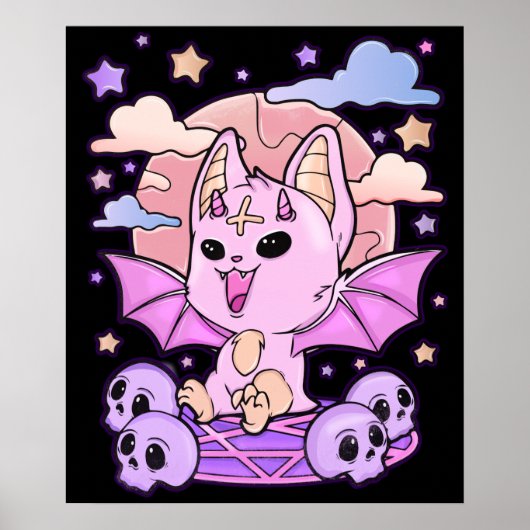 Creepy Kawaii Chibi Horror Niedlich Creepy Pastel  Poster (Vorne)