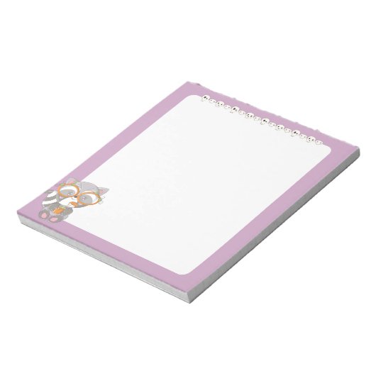 Creepy Kawaii Raccoon and Skulls Notepad Notizblock (Rotiert)
