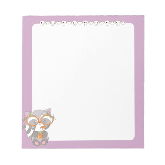 Creepy Kawaii Raccoon and Skulls Notepad Notizblock (Vorderseite)