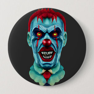 Creepy Killer Zombie Clown Horror Art Button