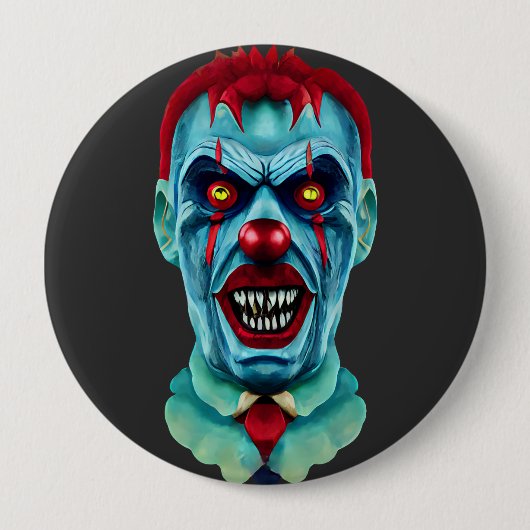 Creepy Killer Zombie Clown Horror Art Button (Vorderseite)