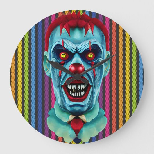 Creepy Killer Zombie Clown Horror Art Große Wanduhr (Vorderseite)