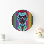 Creepy Killer Zombie Clown Horror Art Große Wanduhr (Zuhause)