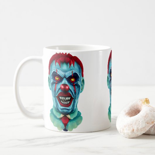Creepy Killer Zombie Clown Horror Art Kaffeetasse (Mit Donut)