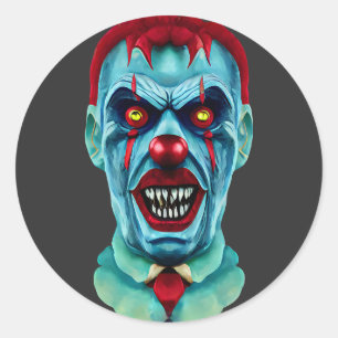 Creepy Killer Zombie Clown Horror Art Runder Aufkleber
