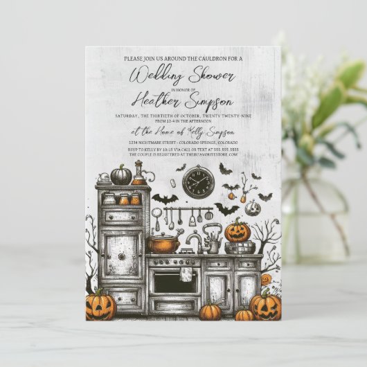 Creepy Kitchen Brautparty Einladung (Stehend Vorderseite)