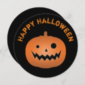 Creepy Kürbislaterne Pumpkin Halloween-Party Einladung (Vorne/Hinten)