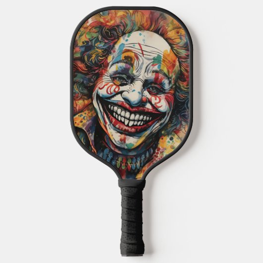 Creepy Lächeln Clown Pickleball Schläger (Vorderseite)