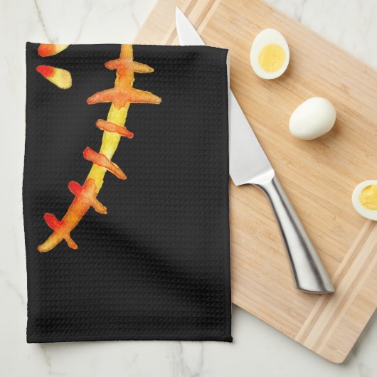 Creepy Lächeln Jack O' Lantern Face Geschirrtuch (Viertel Falte)