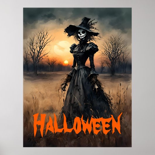 Creepy Lady of the Past Scarecrow Halloween Poster (Vorne)