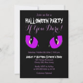 Creepy Lila Cat Eyes Halloween-Party wenn Sie es w Einladung (Vorderseite)