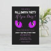 Creepy Lila Cat Eyes Halloween-Party wenn Sie es w Einladung (Stehend Vorderseite)